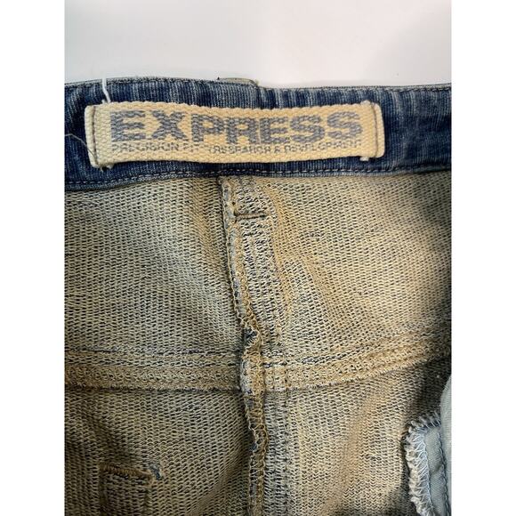 Express Vintage Y2K Stretch Denim Mall Goth Micro Mini Skirt 11/12 Bodycon - Picture 3 of 7